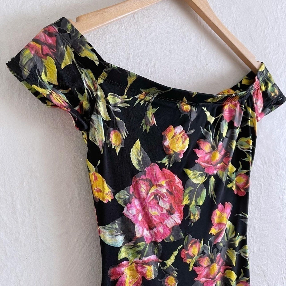 ⚡️10$ sale⚡️ Guess Daliah Foil Off The Shoulder Floral Dress Size S - Picture 4 of 7